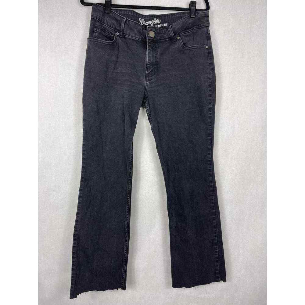 Wrangler Bootcut Jeans Black Womens Size 13/14 Raw Hem Mid-rise